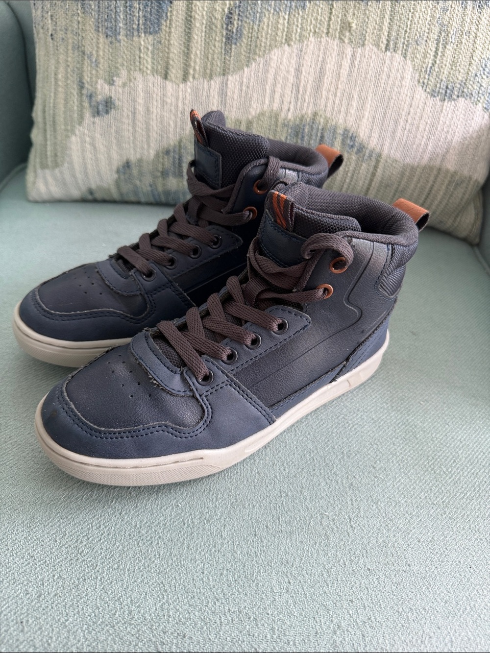 Cat & Jack Navy High-Top Sneakers with Brown Accents